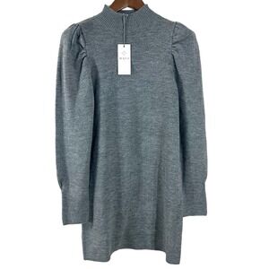 WAYF Women's‎ Dress Gray Turtleneck Long Pleated Sleeves Midi Sweater Size S